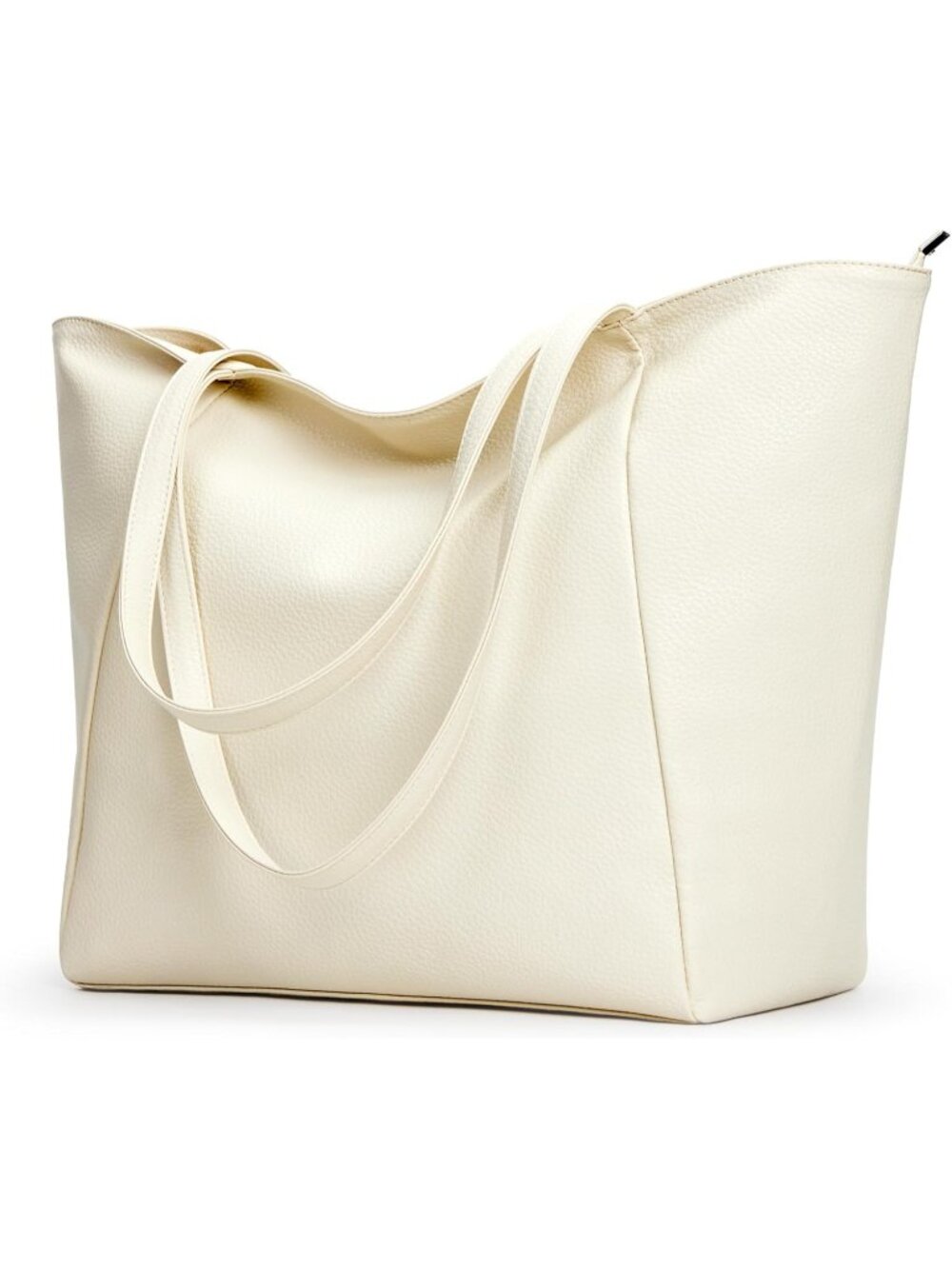 Women's Beige Vegan Leather Casual Zipper Pocket Hobo Bag Tote Handbag